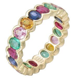Ring in Gold with Yellow Sapphire, Ruby & Emeralds